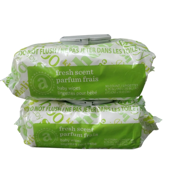Lot of 2 Amazon Elements Baby Wipes Fresh Scent Total 180 Wipes Exp 07/2026 New - Picture 2 of 7